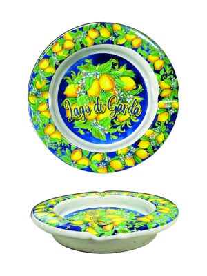 Portacenere Rotondo Cm 11 Lago Limoni Scritta Blu