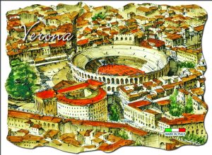 Magnete Marmo Rett. Cm 8X6 Verona Arena Aerea Acquerello