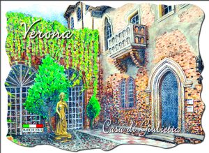 Magnete Marmo Rett. Cm 8X6 Verona Casa Acquerello Orizz.