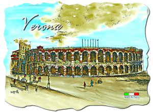 Magnete Marmo Rett. Cm 8X6 Verona Arena Acquerello