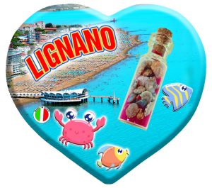 Magnete Resina Cuore C/Bottiglia Lignano