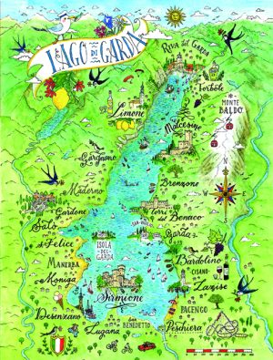 Adesivo Rettangolare Cm 7X10 Lago - Disegno Cartina