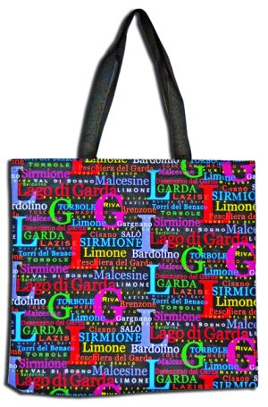 Borsa Scritte Multicolor Lago Di Garda Cm 47X45