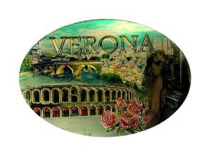 Magnete Fotogr. Decorato Ovale Verona Scritta G&R A Destra