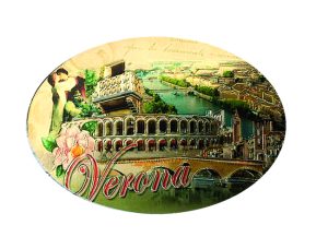 Magnete Fotogr. Decorato Ovale Verona C/Veduta Adige
