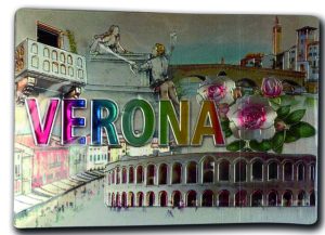 Magnete Fotogr. Decorato Rett. Verona Scritta Multicolore