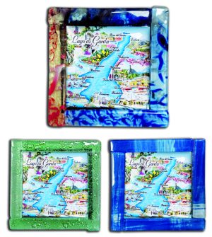 Magnete Vetro Quadrato Cm 6X6 Con Glossy Lago Di Garda