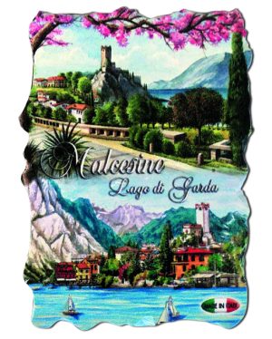 Magnete Marmo Rett. Cm 8X6 Vert. Lago - Malcesine Acquerello