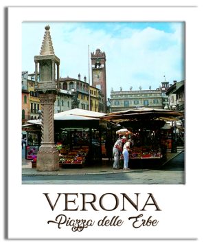 Magnete Legno Doppio Polaroid Verona - Piazza Erbe
