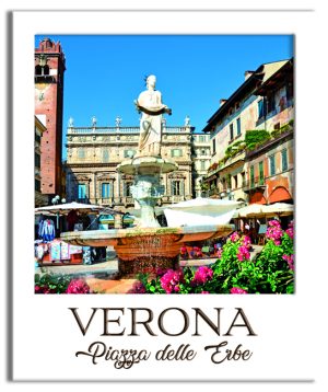 Magnete Legno Doppio Polaroid Verona - Piazza Erbe