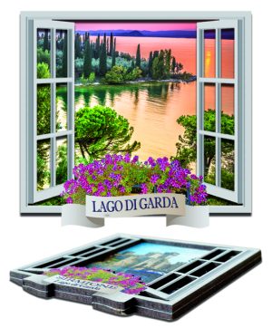 Magnete Legno Doppio Finestra Cm 7,5X7 Lago