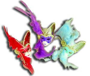 Magn. Maschera Corna C/Piume Laterali