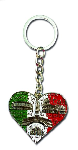 P/Chiavi 1 Veduta Italia Cuore Tricolore Con Monumenti