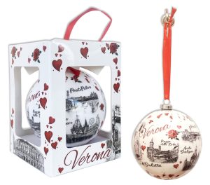 Palla Di Natale Diam. Cm 7 -Verona Cuori Rossi