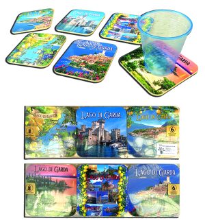 Set 6 Sottobicchieri Quadrati Lago Di Garda