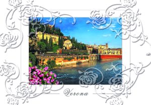 Cartolina F/To 10,5X15 Veduta Verona Teatro Rom. Decor. Rose