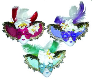 Magn. Maschera Cappello C/Piuma E Fiore Bianco